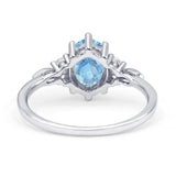 Oval Art Deco Engagement Ring Simulated Aquamarine 925 Sterling Silver Wholesale