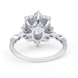 Oval Halo Ballerina Style Engagement Ring Cubic Zirconia 925 Sterling Silver Wholesale