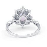 Oval Halo Ballerina Style Statement Ring Lab Created White Opal 925 Sterling Silver Wholesale