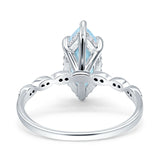 Solitaire Marquise Engagement Ring Simulated Aquamarine 925 Sterling Silver Wholesale