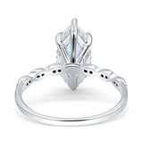 Solitaire Marquise Engagement Ring Lab Created White Opal 925 Sterling Silver Wholesale