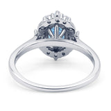 Halo Ballerina Style Oval Engagement Ring Simulated Aquamarine 925 Sterling Silver Wholesale