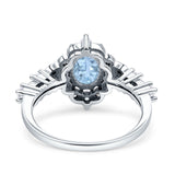 Art Deco Oval Engagement Ring Simulated Aquamarine CZ 925 Sterling Silver Wholesale