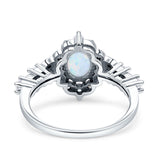 Art Deco Oval Engagement Ring Lab Created White Opal 925 Sterling Silver Wholesale