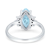 Vintage Marquise Engagement Ring Simulated Aquamarine CZ 925 Sterling Silver Wholesale