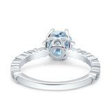 Art Deco Round Engagement Ring Simulated Aquamarine CZ 925 Sterling Silver Wholesale