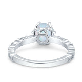 Art Deco Round Engagement Ring Lab Created White Opal 925 Sterling Silver Wholesale