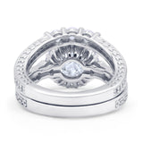 Halo Bridal Set Piece Round Wedding Band Ring Cubic Zirconia 925 Sterling Silver Wholesale