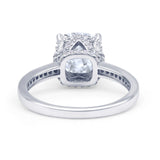 Elegant Hidden Halo Cushion Engagement Ring Cubic Zirconia 925 Sterling Silver Wholesale