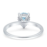Solitaire Hidden Halo Teardrop Pear Engagement Ring Simulated Aquamarine 925 Sterling Silver Wholesale