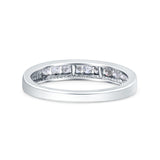 14K White Gold 0.25ct Round 3mm Art Deco G SI Half Eternity Band Diamond Engagement Wedding Ring Size 6.5
