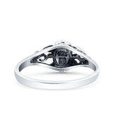 Petite Dainty Vintage Style Round Simulated Black Onyx Ring Solid Oxidized 925 Sterling Silver