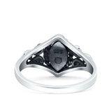 Vintage Style Marquise Simulated Black Onyx Ring Solid Oxidized 925 Sterling Silver