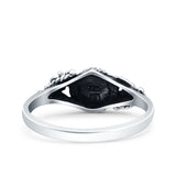 Vintage Style Round Simulated Black Onyx Ring Solid Oxidized 925 Sterling Silver