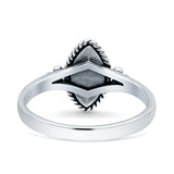 Vintage Style Marquise New Design Thumb Ring Statement Fashion Simulated Black Onyx 925 Sterling Silver