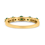 14K Yellow Gold 0.62ct Round 2.5mm Band G SI Half Eternity Emerald & Diamond Engagement Wedding Ring Size 6.5