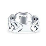 Claddagh Oxidized Band Solid 925 Sterling Silver Thumb Ring (10mm)