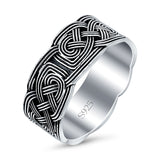 Celtic Oxidized Band Solid 925 Sterling Silver Thumb Ring (9mm)