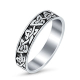 Claddagh Celtic Oxidized Band Solid 925 Sterling Silver Thumb Ring (5mm)