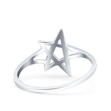 Star Oxidized Band Solid 925 Sterling Silver Thumb Ring (11mm)