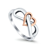 Heart Infinity Ring Two Tone Band 925 Sterling Silver Thumb Ring (8mm)