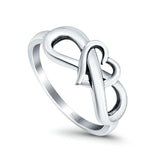 Heart Infinity Ring Oxidized Band 925 Sterling Silver Thumb Ring (8mm)