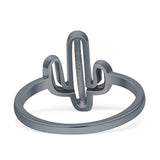 Cactus Black Tone Plain Ring Band 925 Sterling Silver