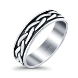 Braid Oxidized Band Solid 925 Sterling Silver Thumb Ring (5mm)