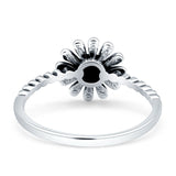 Beaded Oxidized Sunflower Sunshine Band Solid 925 Sterling Silver Thumb Ring (9.5mm) Wholesale