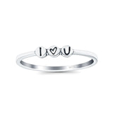 I Love You Oxidized Band Solid 925 Sterling Silver Thumb Ring (2.5mm)