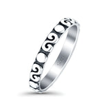 Spirals Oxidized Band Solid 925 Sterling Silver Thumb Ring (2.5mm)