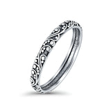 Filigree Bali Oxidized Band Solid 925 Sterling Silver Thumb Ring (3mm)