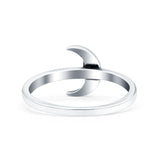 Crescent Moon Oxidized Band Solid 925 Sterling Silver Thumb Ring (9mm)