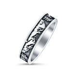 Scenery Oxidized Band Solid 925 Sterling Silver Thumb Ring (5mm)