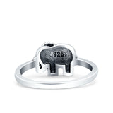 Elephant Oxidized Band Solid 925 Sterling Silver Thumb Ring (8mm)