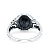 Filigree Vintage Style Oxidized Band Solid 925 Sterling Silver Thumb Ring (12mm)