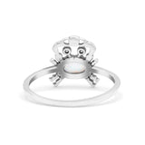 Crab Petite Dainty Thumb Ring Oval Oxidized Lab Created White Opal Statement Fashion Ring 925 Sterling Silver