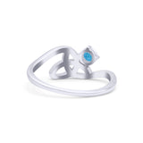 Celtic Petite Dainty Thumb Ring Round Statement Fashion Ring Lab Created Blue Opal 925 Sterling Silver