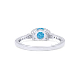 Petite Dainty Thumb Ring Round Lab Created Blue Opal Statement Fashion Ring Solid 925 Sterling Silver