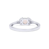Petite Dainty Thumb Ring Round Lab Created White Opal Statement Fashion Ring Solid 925 Sterling Silver