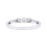 Petite Dainty Three Stone Thumb Ring Round Statement Fashion Ring Lab Created White Opal 925 Sterling Silver