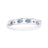 Half Eternity Ring Wedding Engagement Band Round Lab Created Blue Opal 925 Sterling Silver