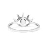 Eye Evil Thumb Ring Round Statement Fashion Ring Lab Created White Opal Oxidized Band 925 Sterling Silver