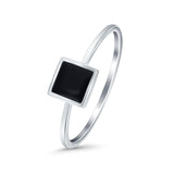 Solitaire Fashion Petite Dainty Ring Princess Cut Simulated Black Onyx 925 Sterling Silver