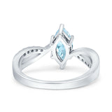 Marquise Art Deco Infinity Wedding Engagement Ring Simulated Aquamarine CZ 925 Sterling Silver