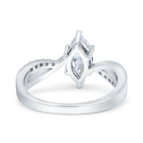 Marquise Art Deco Infinity Wedding Engagement Ring Simulated Cubic Zirconia 925 Sterling Silver