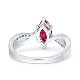 Marquise Art Deco Infinity Wedding Engagement Ring Simulated Ruby CZ 925 Sterling Silver