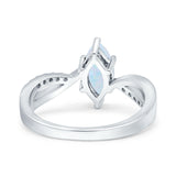 Marquise Art Deco Infinity Wedding Engagement Ring Lab Created White Opal 925 Sterling Silver