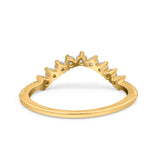 14K Yellow Gold 0.31ct Round Midi Curved Art Deco 4.5mm G SI Half Eternity Diamond Band Engagement Wedding Ring Size 6.5
