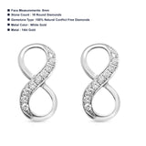 Solid 14K White Gold 8mm Infinity Round Diamond Stud Earrings Wholesale